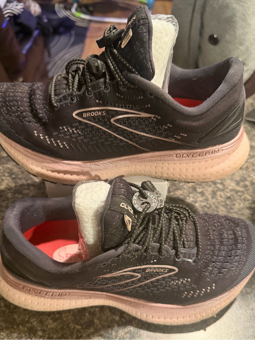 Brooks Women’s Black and Light Pink GlideRide Running Sneakers